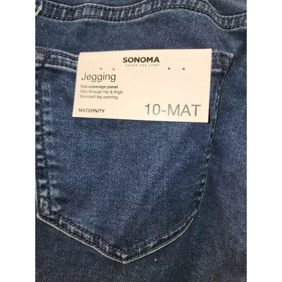 Sonoma Jeggings Maternity Size 10 Blue Jeans Pull On Over Belly Full Cover 1242 - Picture 5 of 8